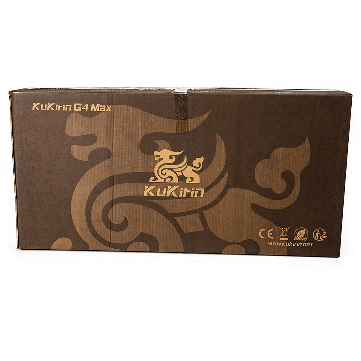 Ein brauner Karton mit dem Logo 'KuKirin G4 Max', Produktverpackung.