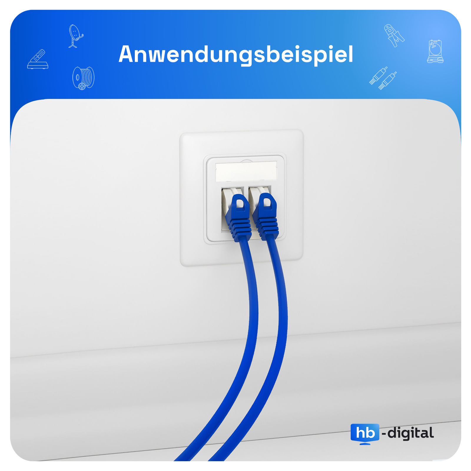 HB-DIGITAL 2 Port RJ45 Unterputz Netzwerkdose, signalweiß