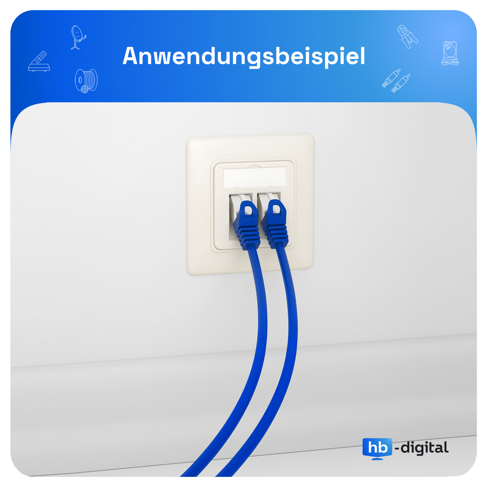 HB-DIGITAL 2 Port RJ45 Unterputz Netzwerkdose, reinweiß