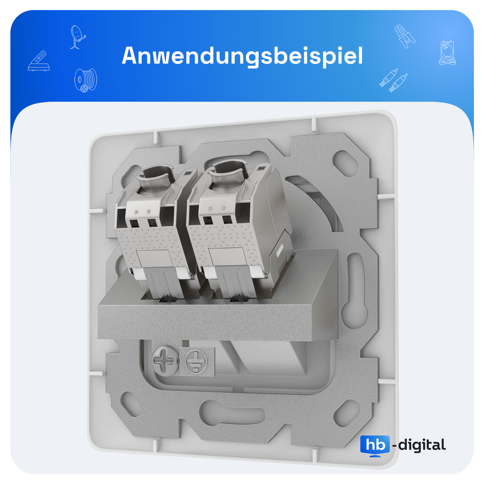 HB-DIGITAL 2 Port RJ45 Unterputz Netzwerkdose, signalweiß