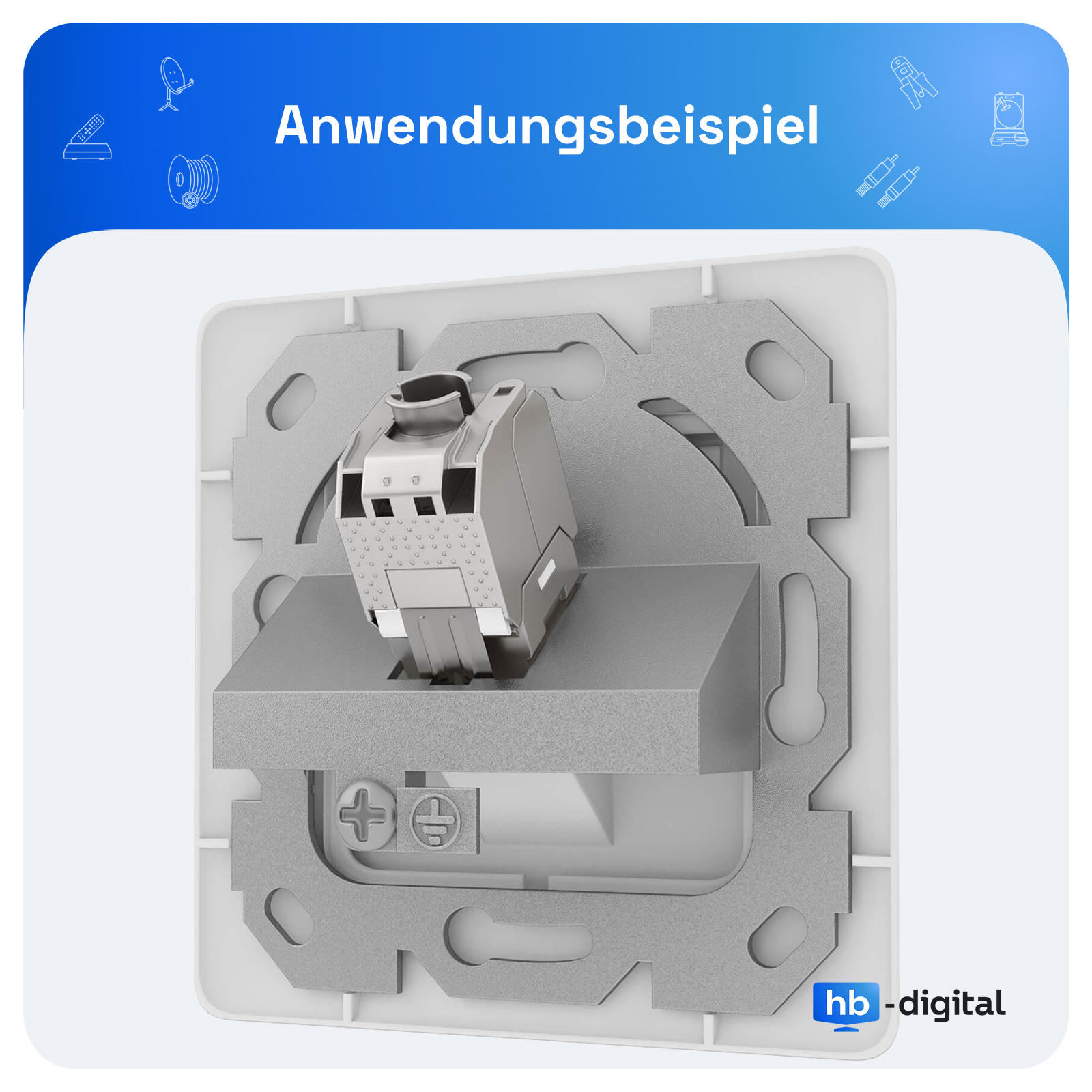 HB-DIGITAL 1 Port RJ45 Unterputz Netzwerkdose, signalweiß