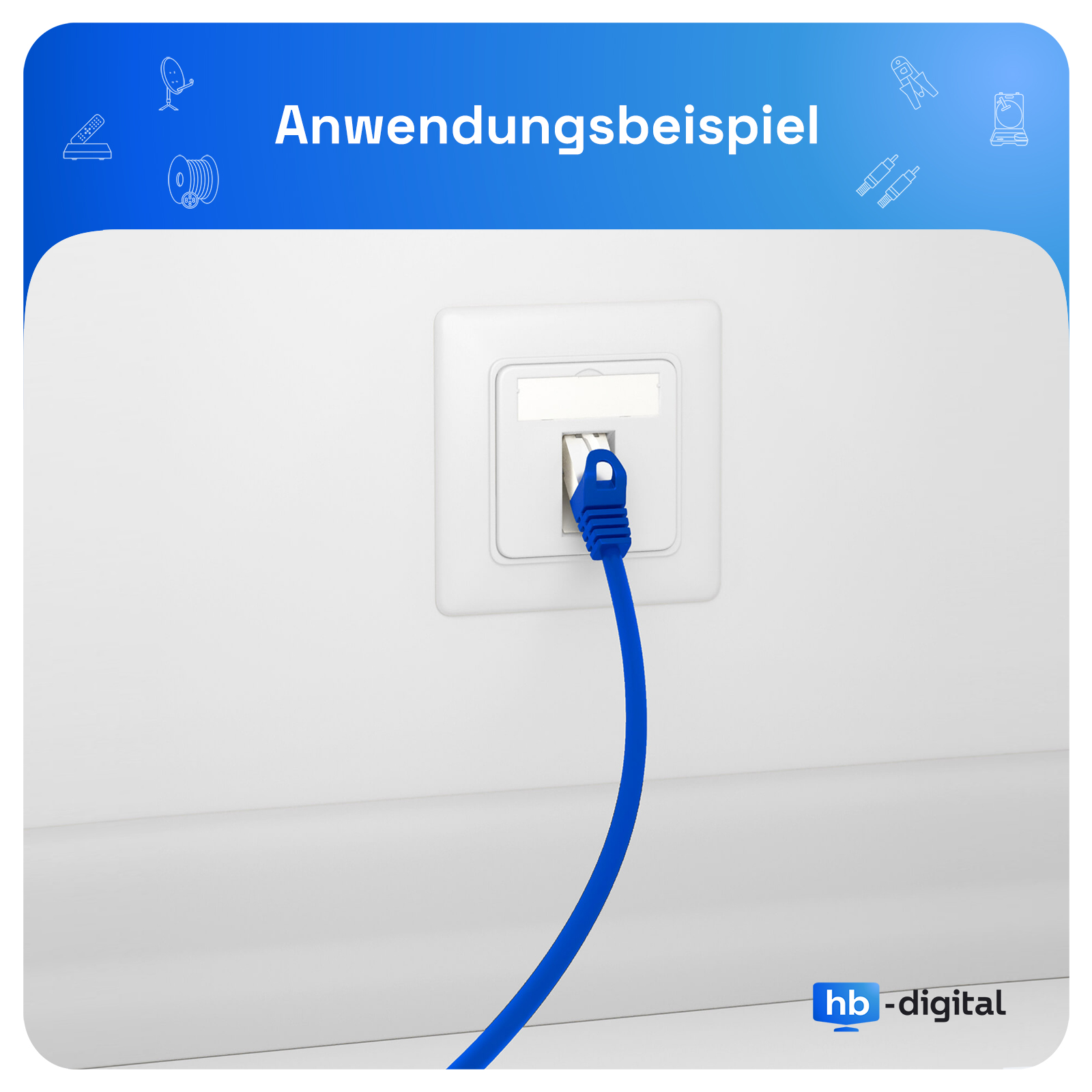 HB-DIGITAL 1 Port RJ45 Unterputz Netzwerkdose, signalweiß