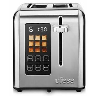 Tostadora - UFESA PERFECT TOASTER, 950 W, 2 ranuras, 2 rebanadas, 9 niveles tostado, Inox