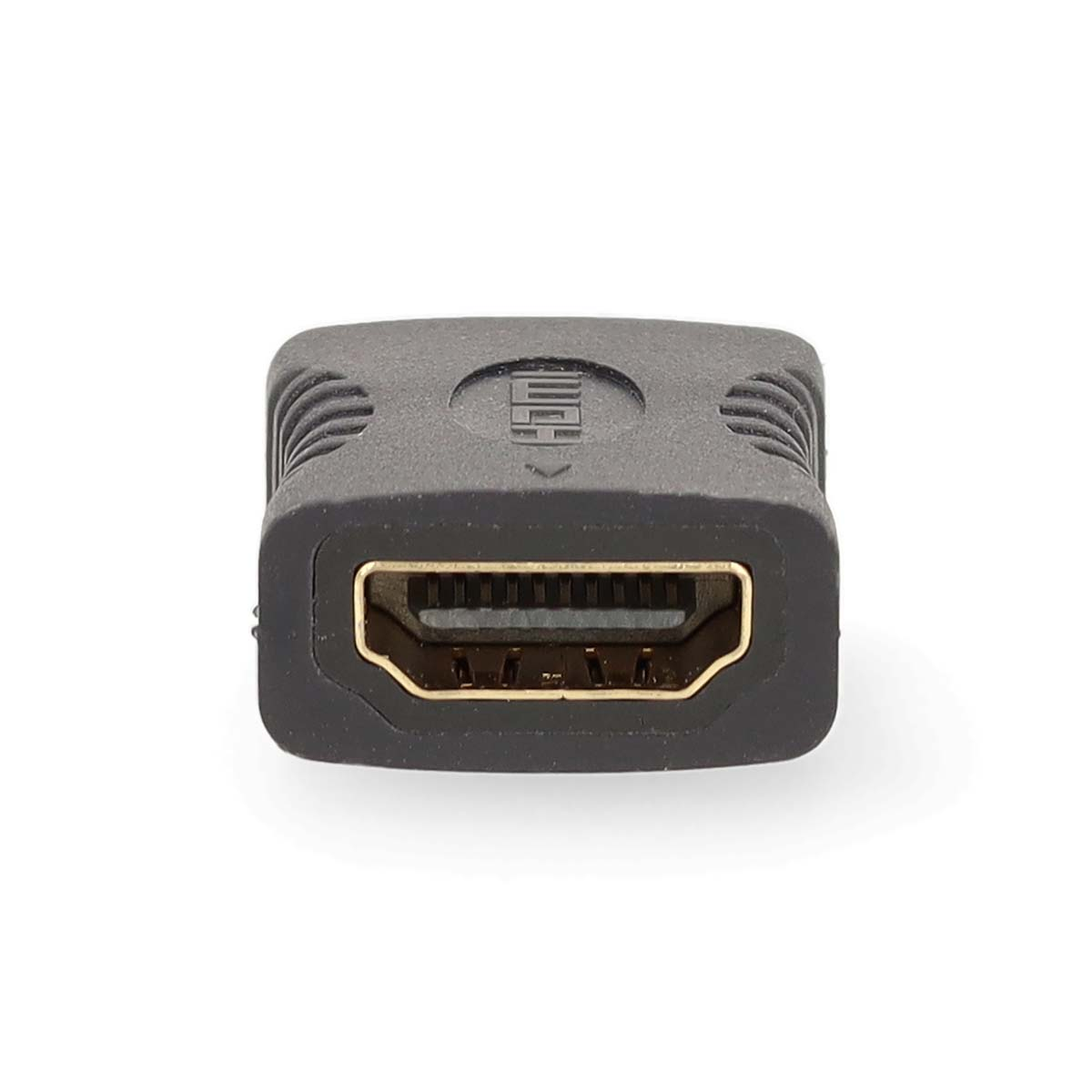 Adaptateur HDMI noir. Connecteur doré visible.