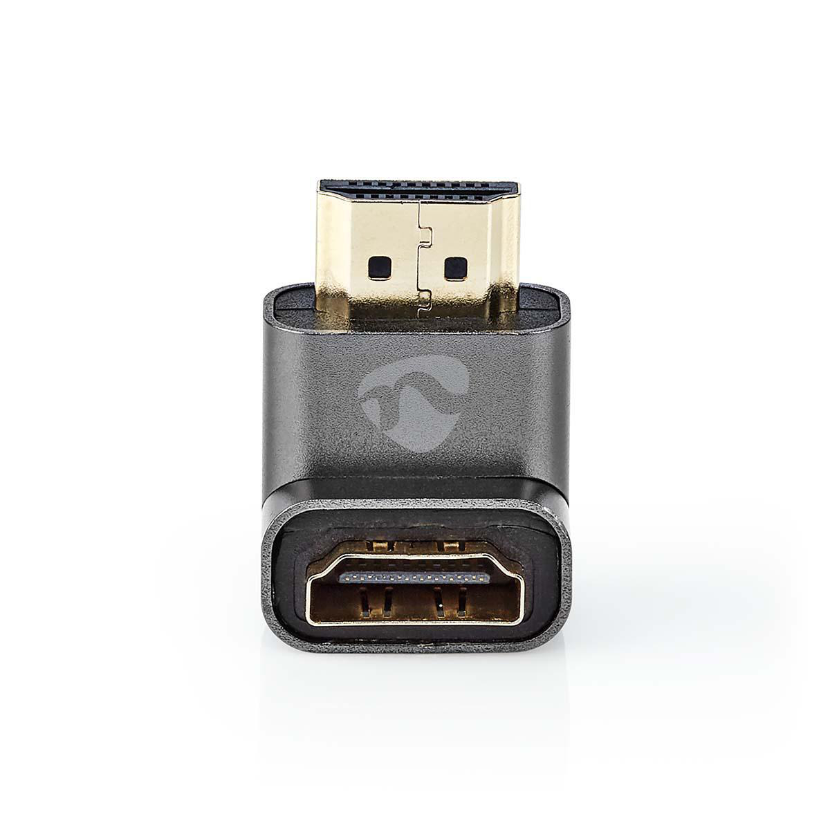 HDMI-Adapter mit goldfarbenem Stecker und dunkelgrauem Gehäuse.