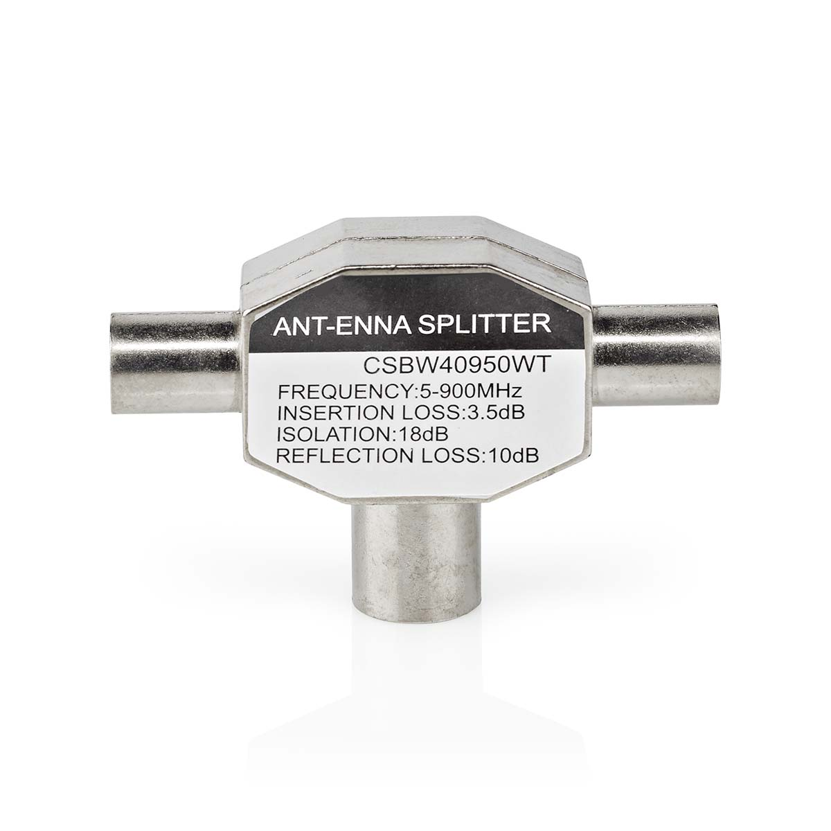 Een antennesplitter met drie uitgangen.