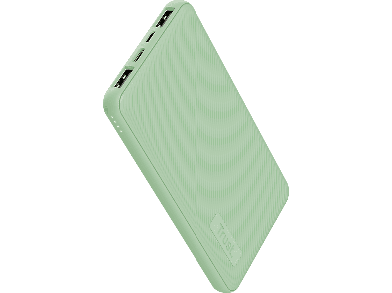 TRUST Mobile Primo Power bank - Schnellladefunktion 10.000 mAh - USB C Externer Akku - Handy Powerbank 10000 mAh Grün