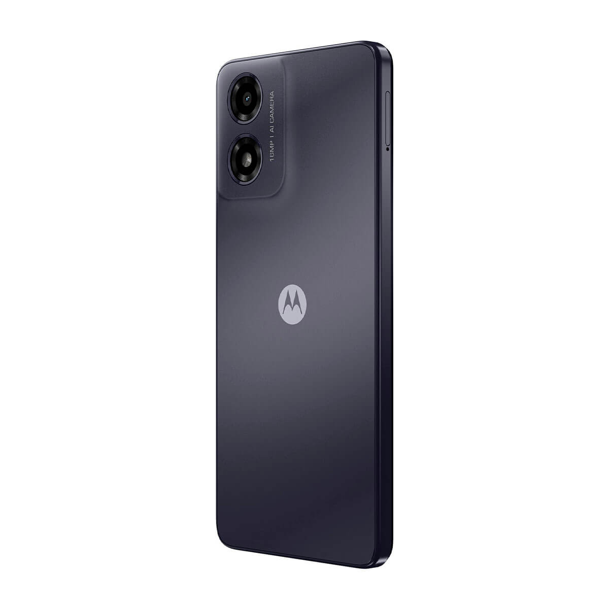 Czarny telefon Motorola, widok z tyłu, z podwójnym aparatem i logo Motorola.