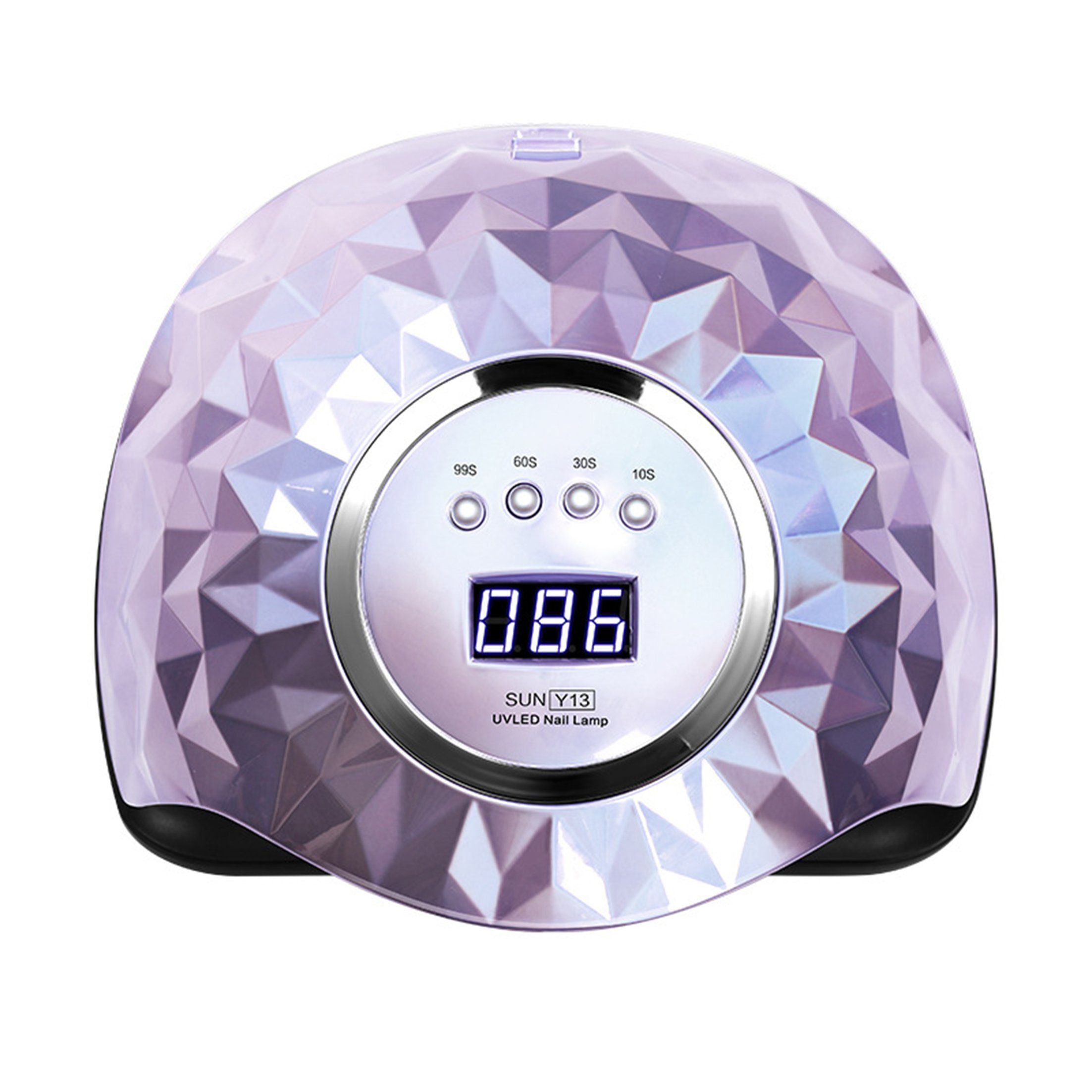 Violette UV-LED-Nagellampe mit Digitalanzeige und Knöpfen.