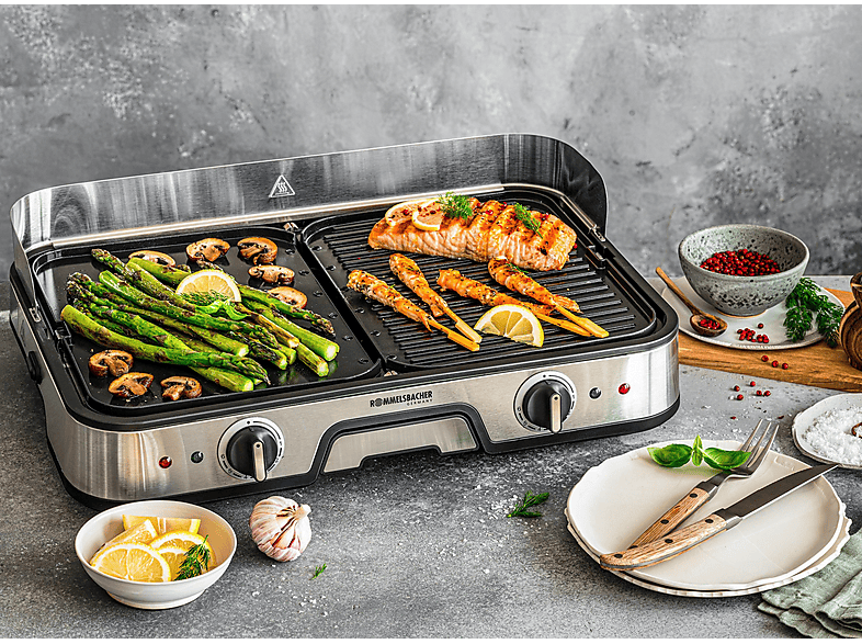 ROMMELSBACHER BBQ 2025 TISCHGRILL Elektrogrill, Schwarz/Edelstahl (2000 Watt)