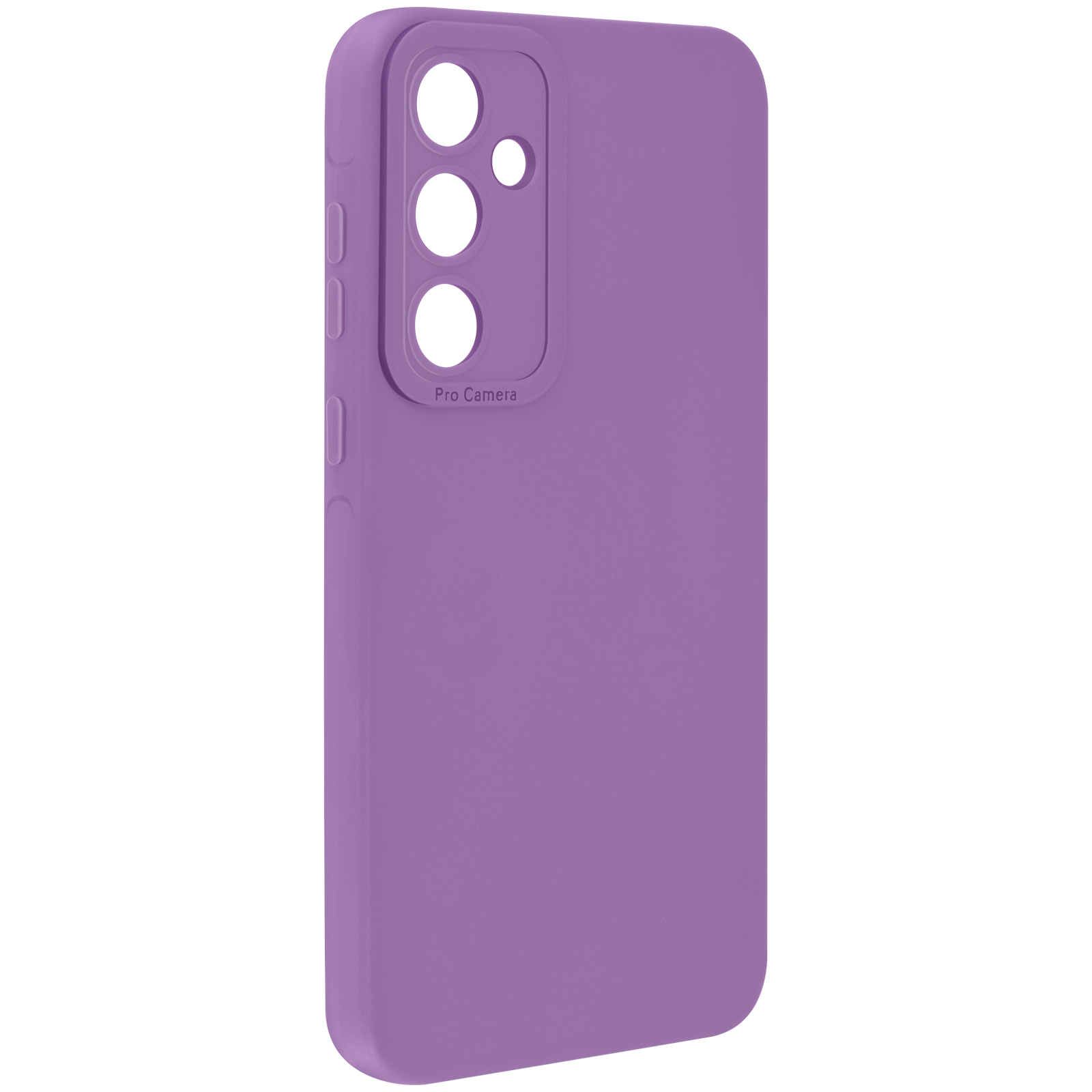 Custodia lilla per telefono. Tre fori per fotocamera e scritta Pro Camera.