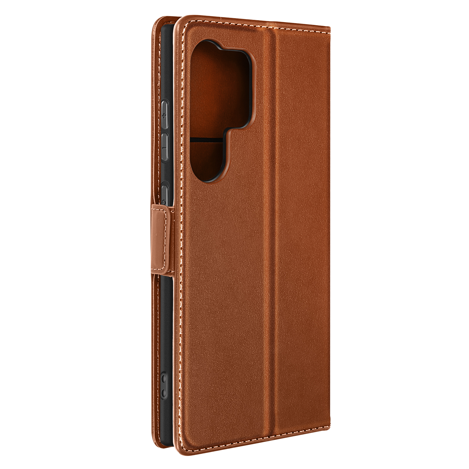 Custodia per telefono marrone con cover a ribalta.