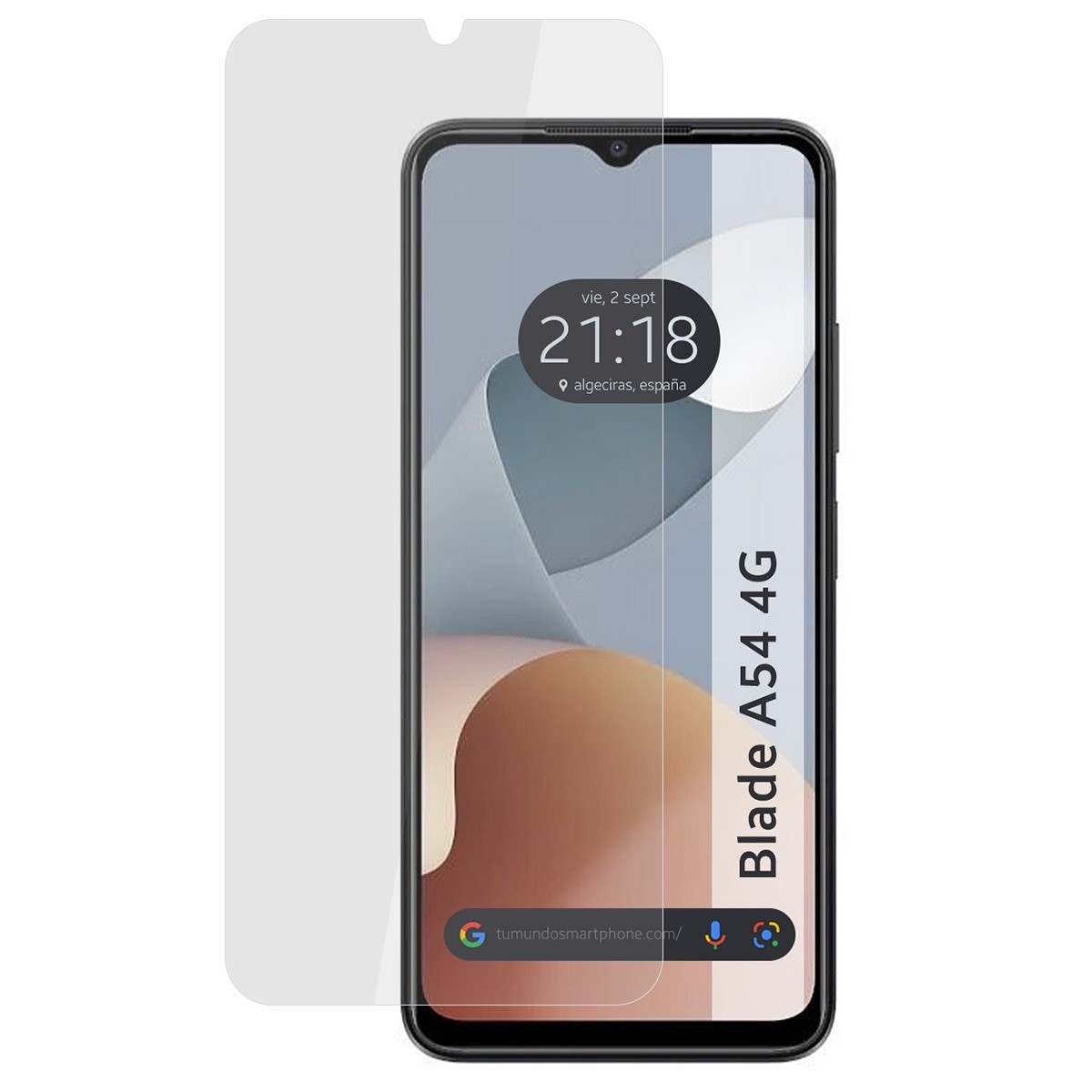 Un proteggi schermo accanto a uno smartphone, che mostra lo schermo del telefono.