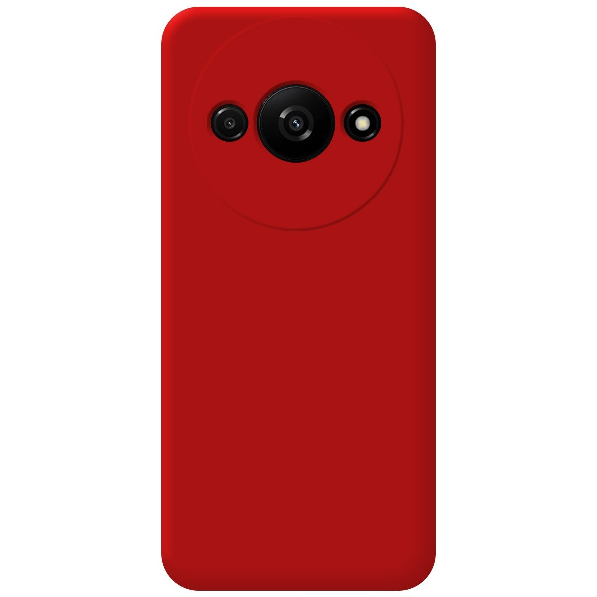 Custodia per telefono rossa con tre obiettivi. Nessuno schermo del telefono visibile.