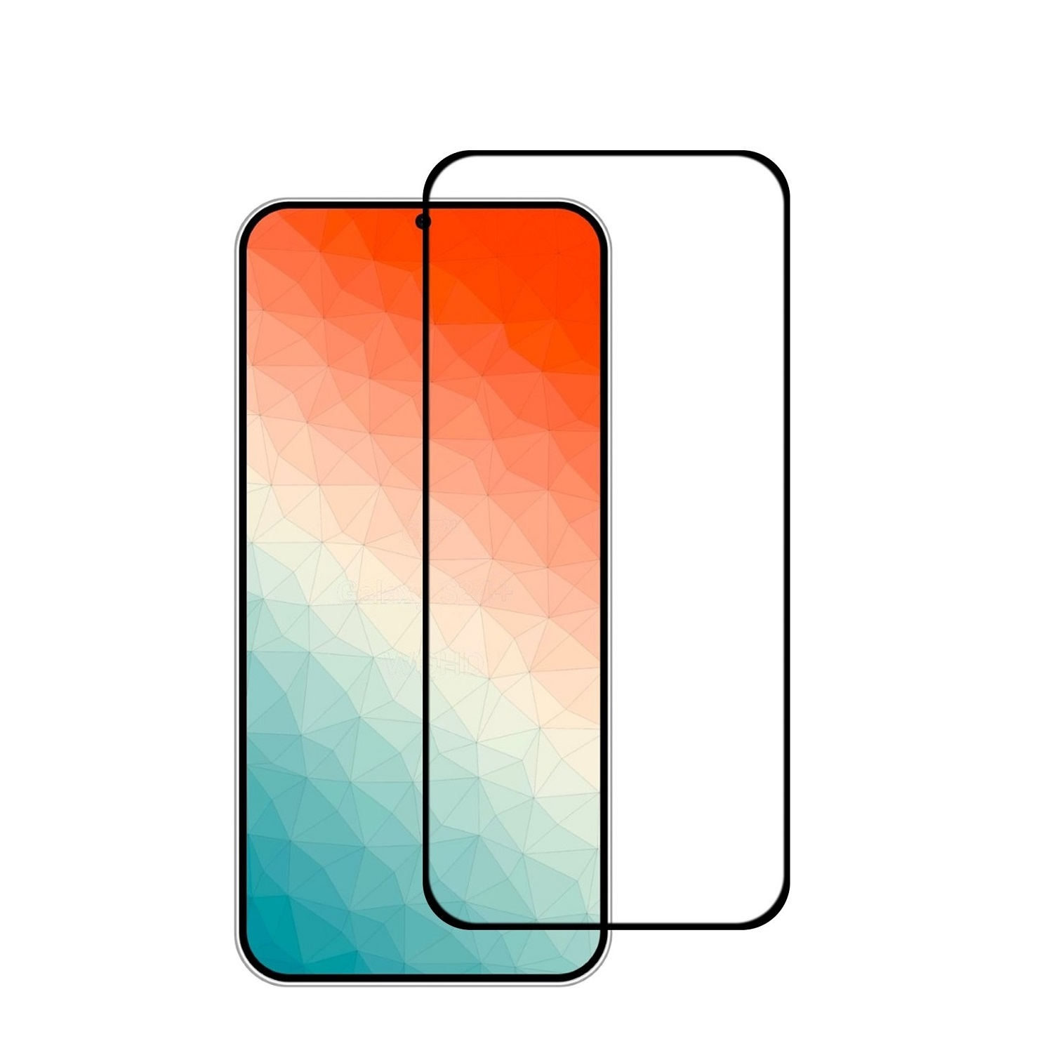 Handy-Displayschutz neben einem Handy mit farbenfrohem Bildschirm.
