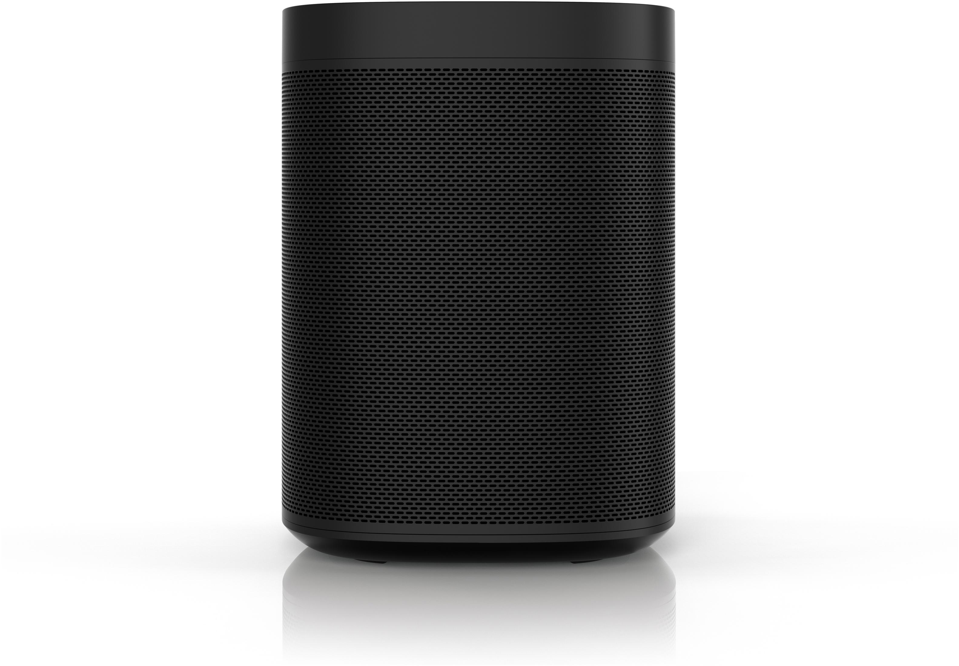 Schwarzer zylindrischer Lautsprecher mit Mesh.