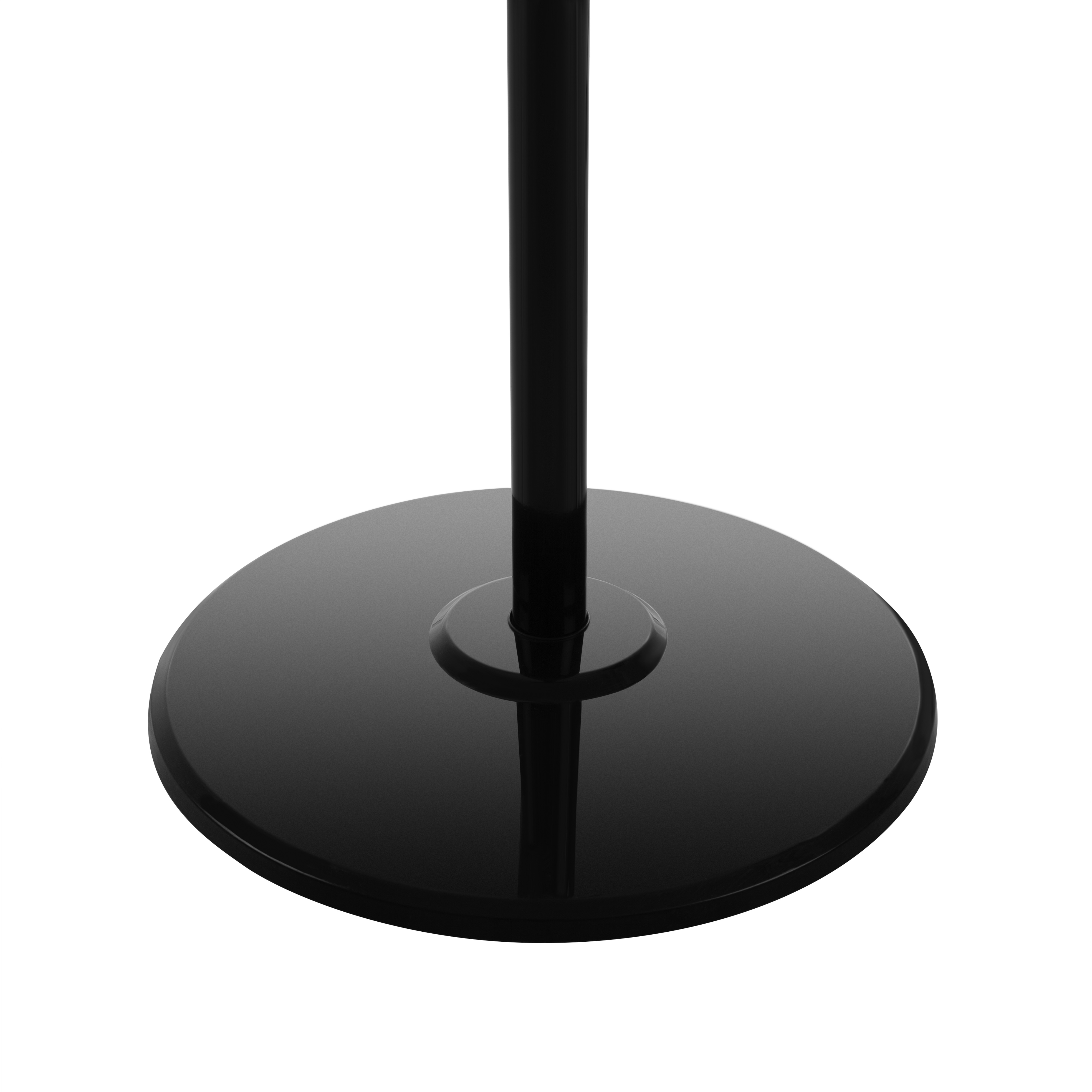 Czarna podstawa stojaka z czarnym słupem.