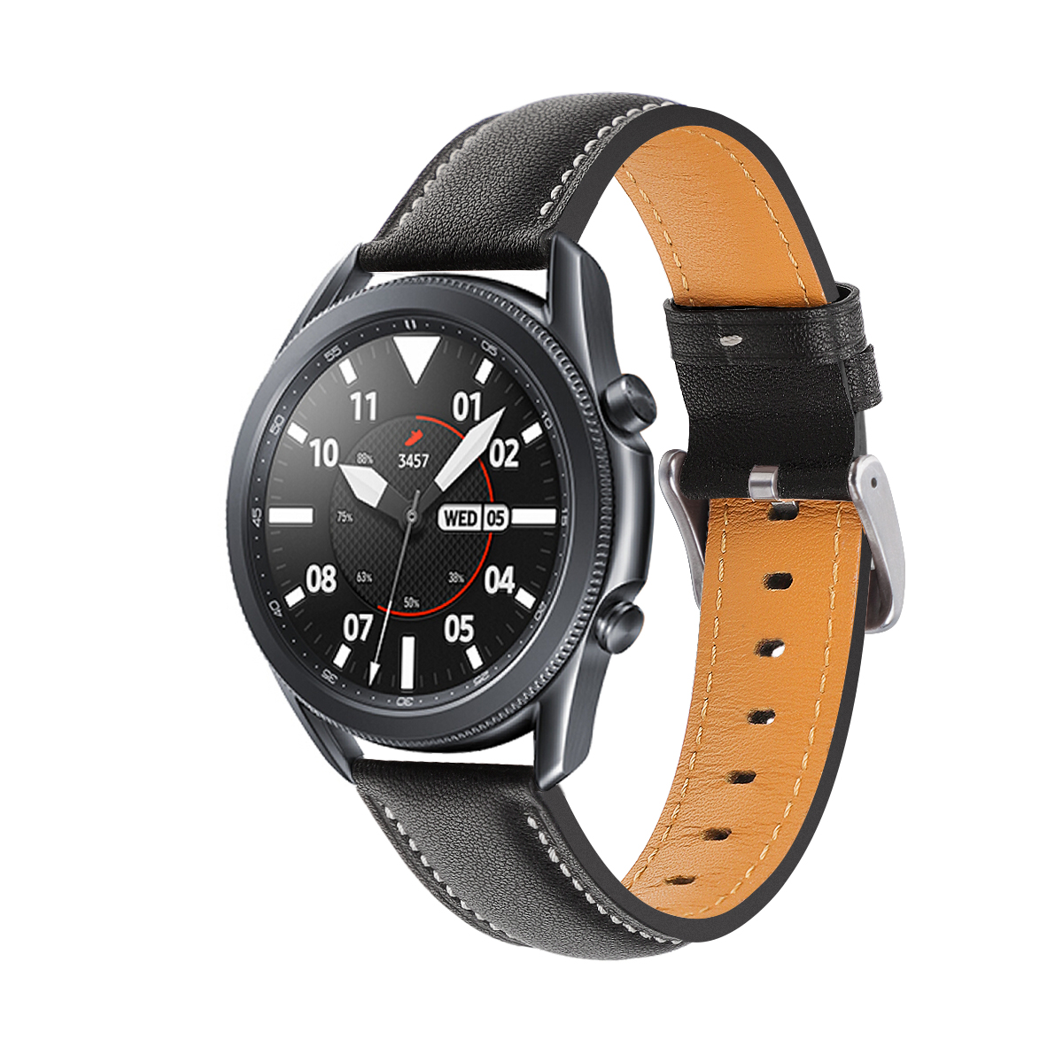 Correa Correa de cuero negro para Galaxy Watch 41 INF, negro
