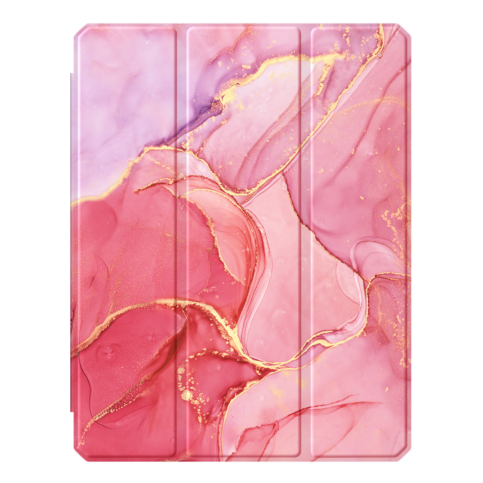 Rosa Handyhülle mit Marmordesign. Die Hülle hat eine Klappabdeckung.