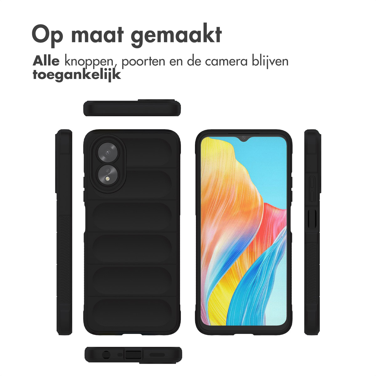 IMOSHION EasyGrip Backcover - Geschikt voor Oppo A18 / Oppo A38 - Telefoonhoesje voor Oppo Oppo A18/Oppo A38 Zwart