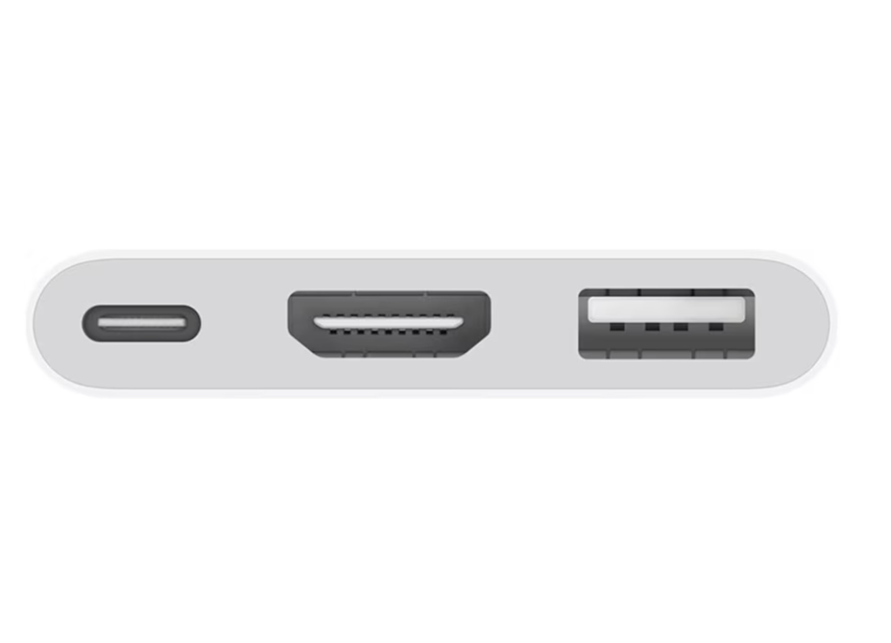 Weißer Adapter mit Anschlüssen. Weißer Hintergrund.