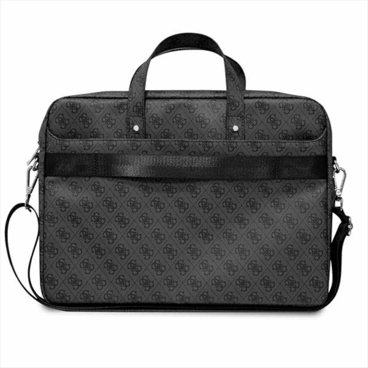 Borsa per laptop Guess nera con motivo logo ripetuto, tracolla e manico.