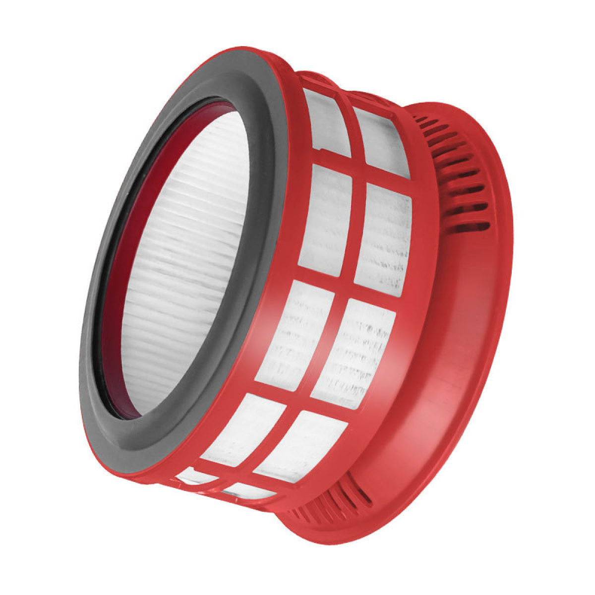 Roter und weißer Filter. Der Filter ist kreisförmig mit einem Netzmuster.