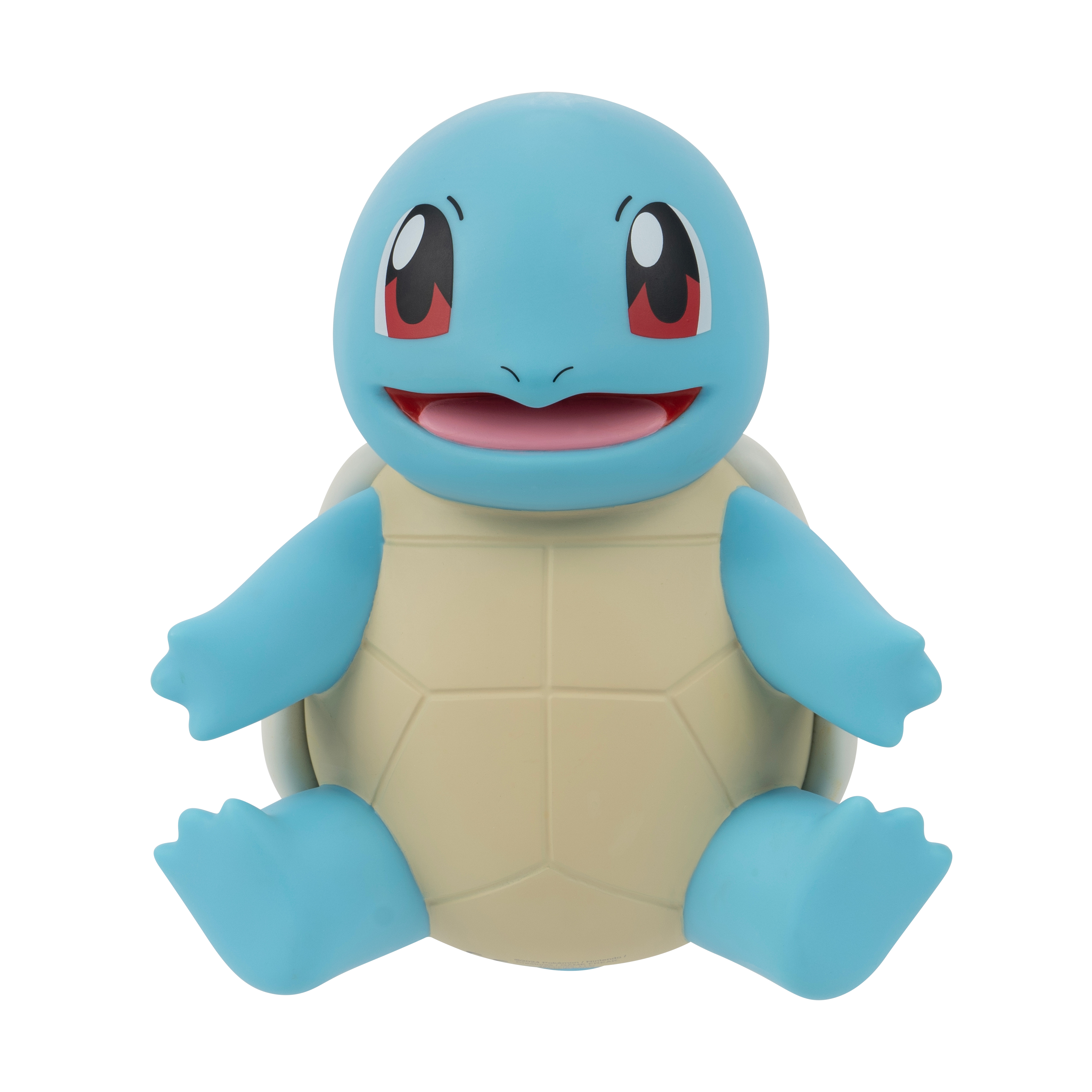 Eine blaue Squirtle-Pokémon-Figur mit beigem Panzer und roten Wangen.