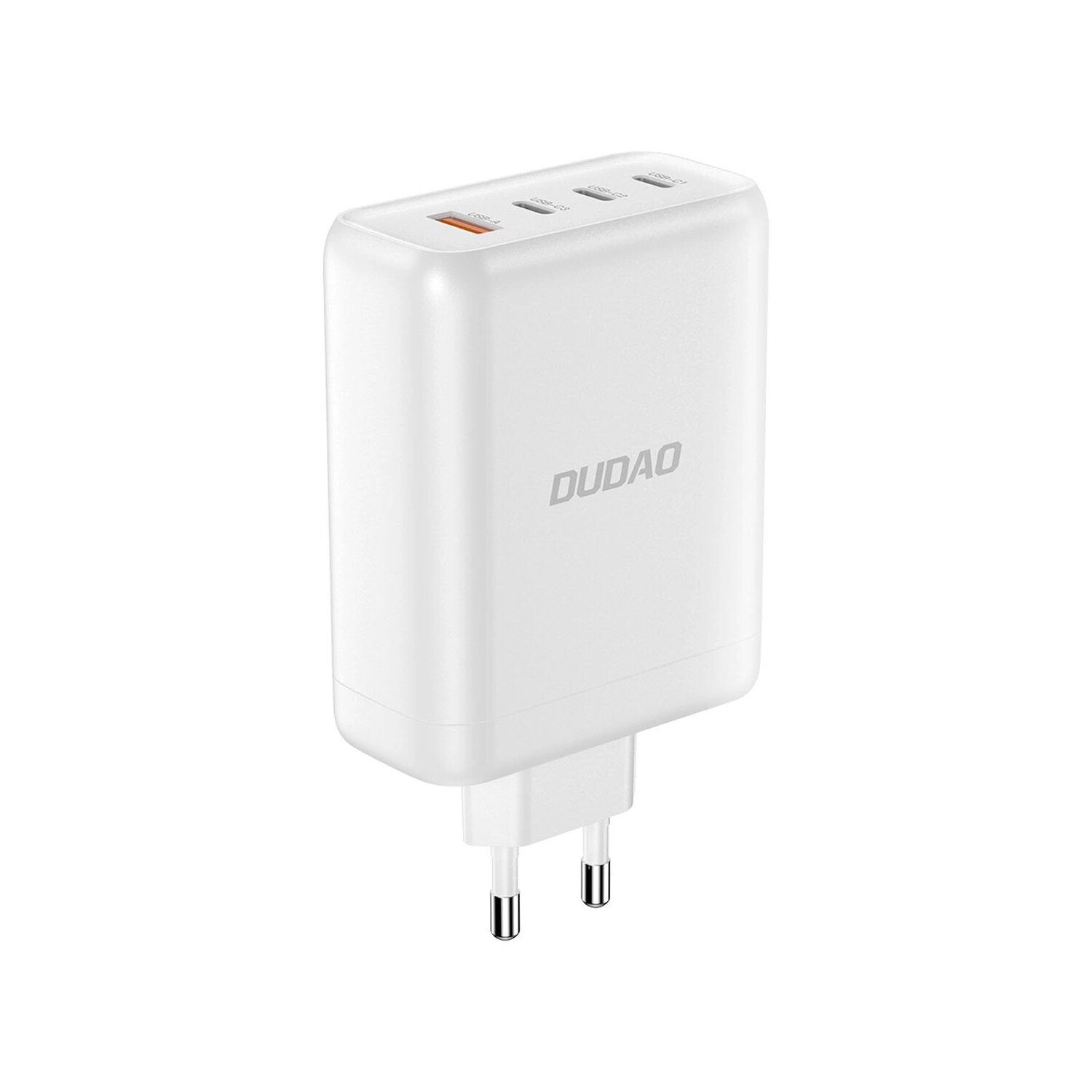 Ein weißes Netzteil mit drei USB-Anschlüssen.