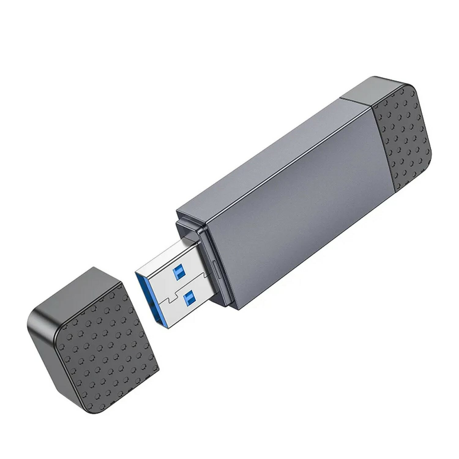 Un power bank caricatore wireless nero con un supporto. Il marchio e le specifiche sono stampati su di esso.