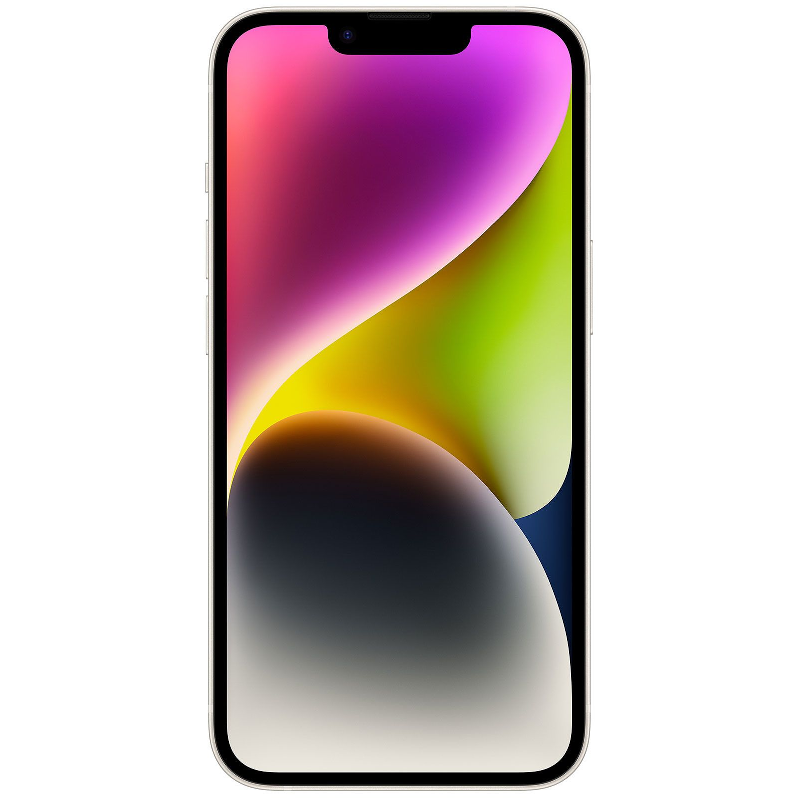 Smartfon z kolorowym wyświetlaczem na białym tle.