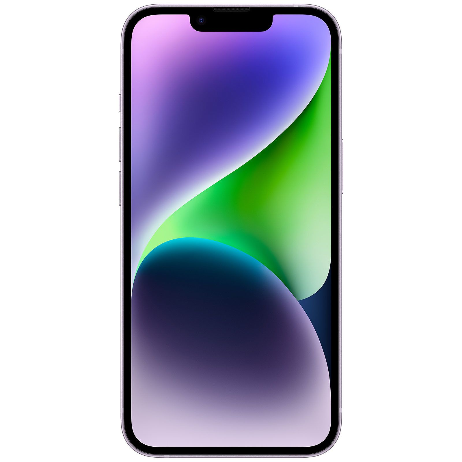 Uno smartphone con display colorato, di colore lilla. Lo schermo mostra un'immagine astratta.