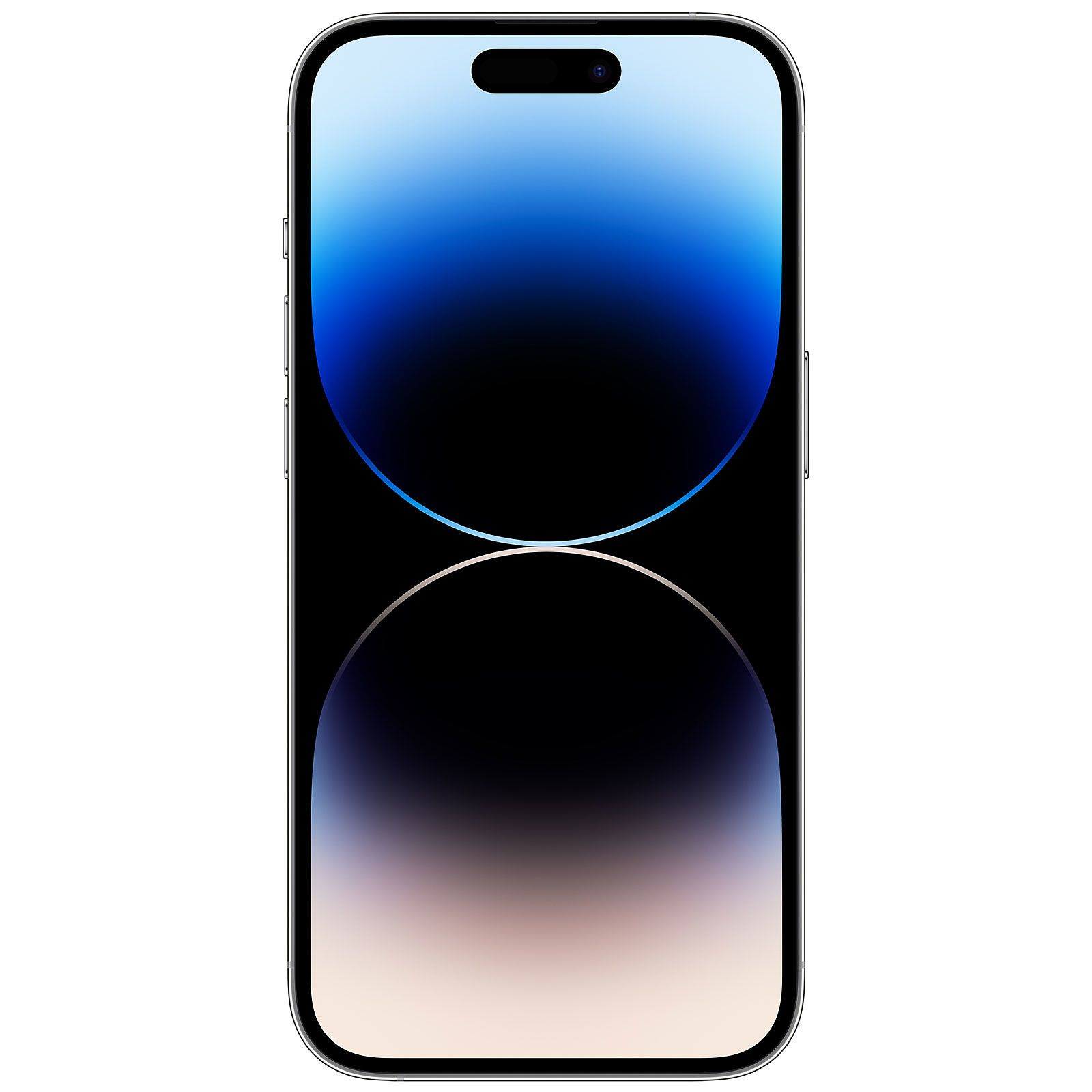 Ein iPhone mit blauem und schwarzem Farbverlauf auf weißem Hintergrund.