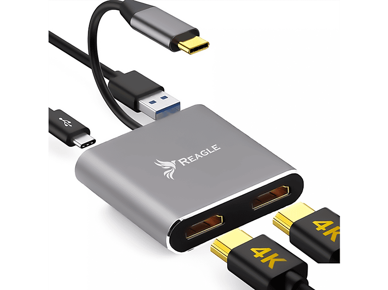 REAGLE USBC zu 2 x HDMI Adapter 4K mit PD 100W USBC zu 2 x HDMI Adapter SATURN