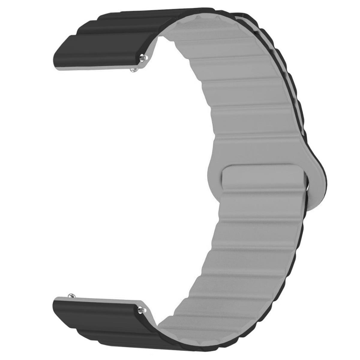 Schwarz-graues Uhrenarmband. C-förmiges, gebogenes Design.