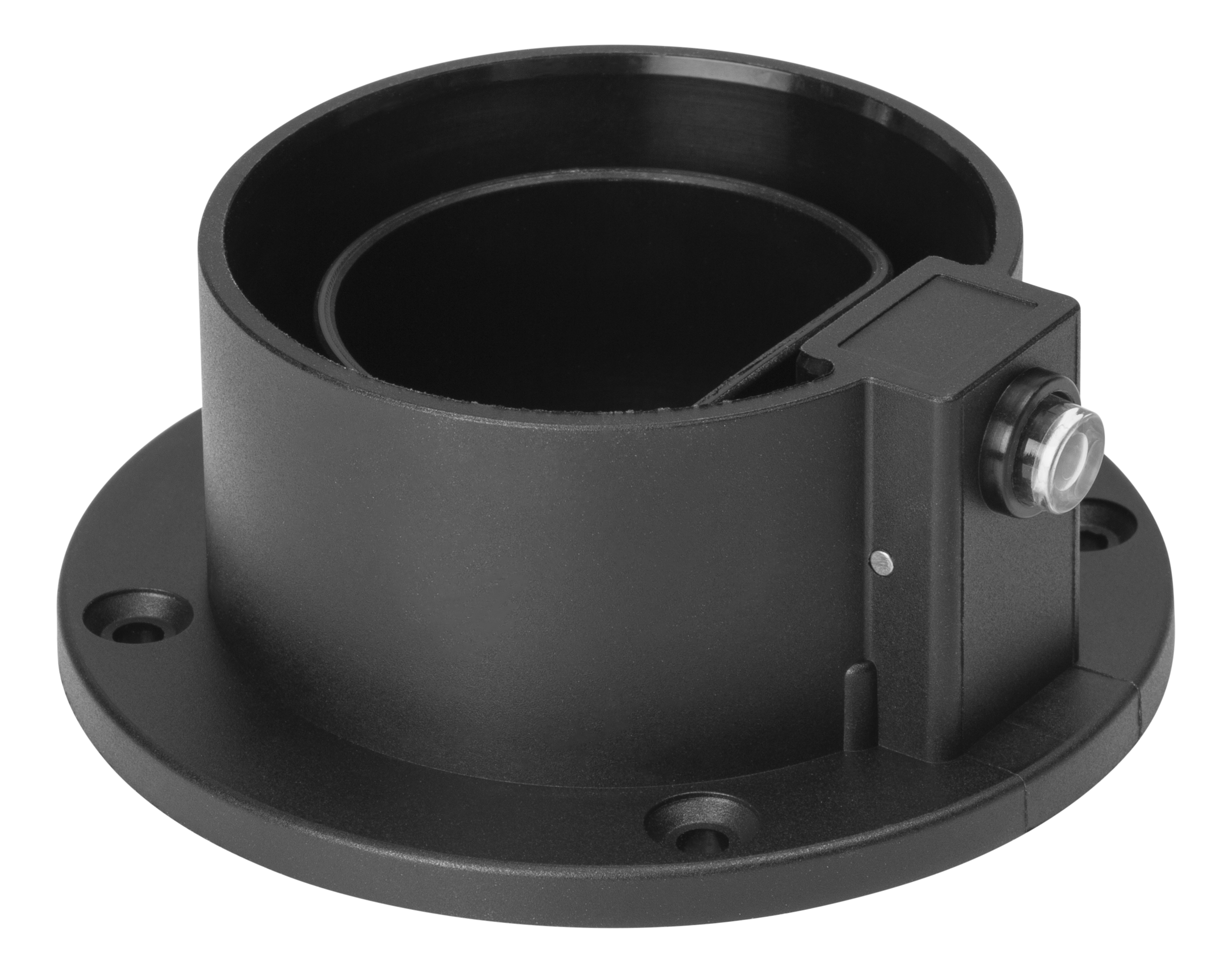 A black EV charging station port.