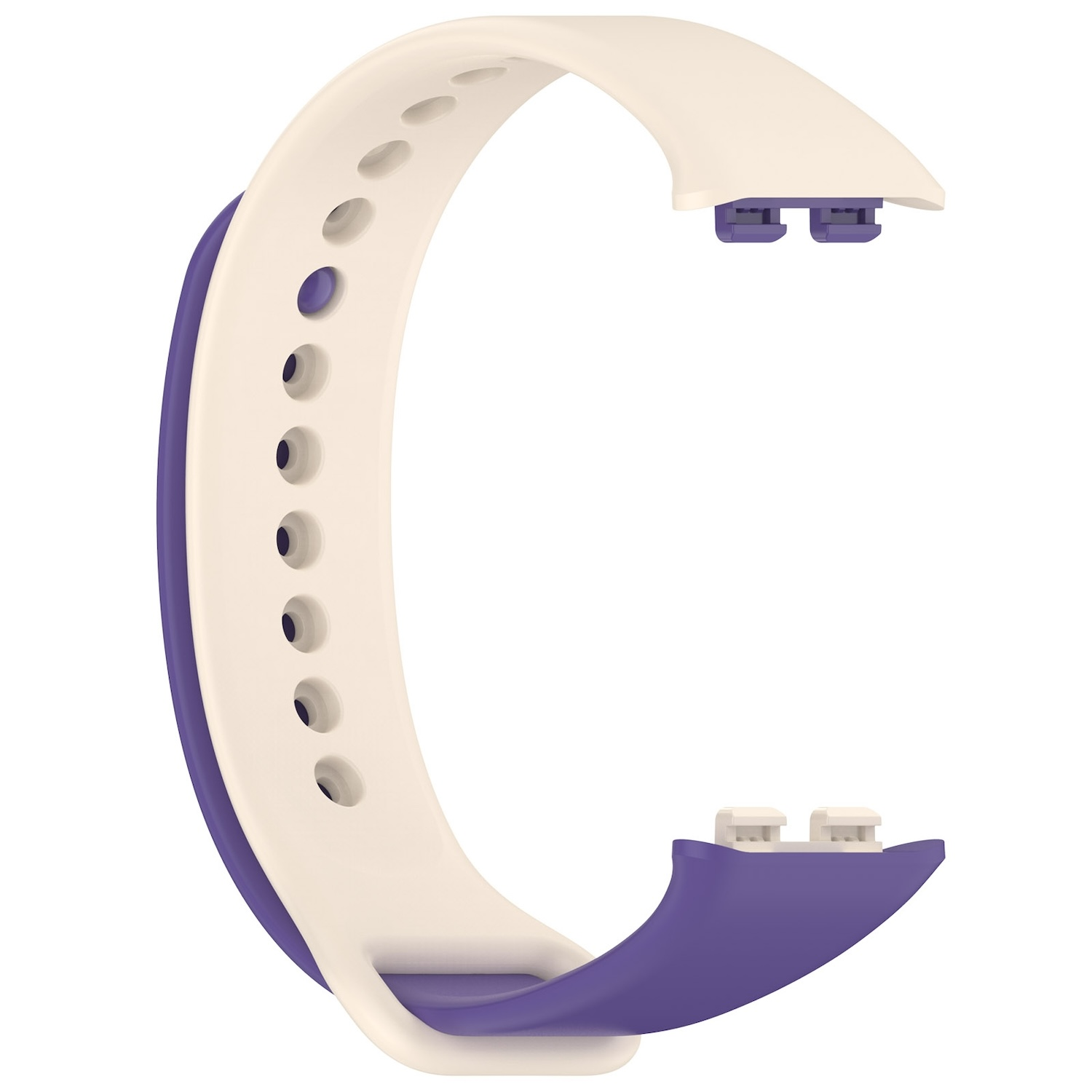 Weißes und violettes Smartwatch-Armband.