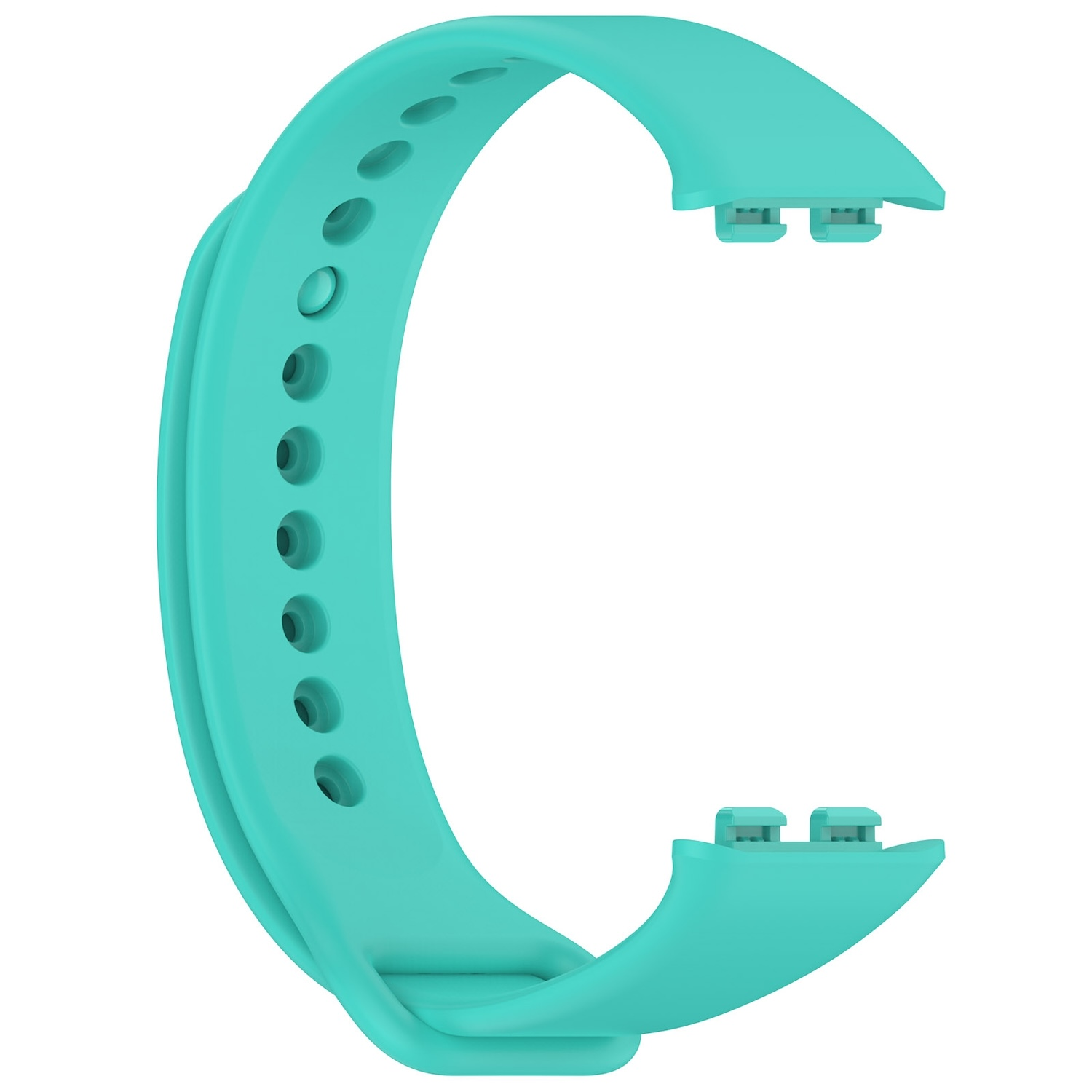 C-förmiges türkisfarbenes Uhrenarmband mit zwei Anschlusspunkten.