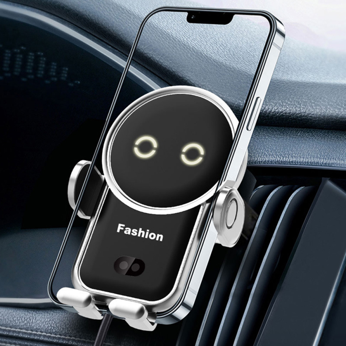 Autotelefonhalter, Telefon mit Bildschirm befindet sich im Halter.