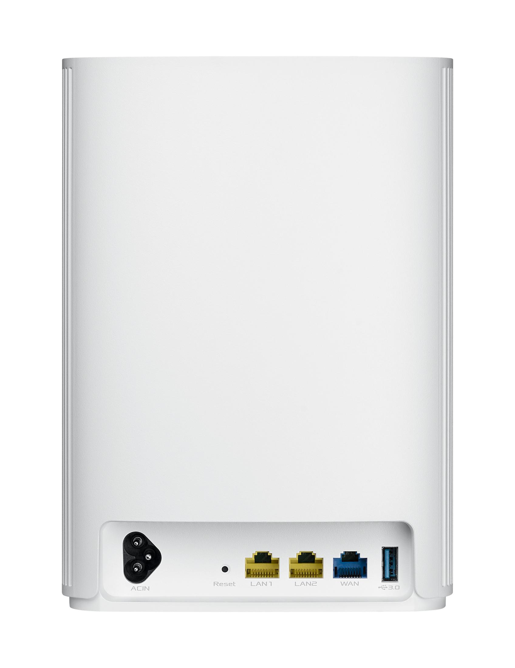 Widok z tyłu białego routera z portami. Widoczne porty ACIN, Reset, LAN, WAN i USB 3.0.