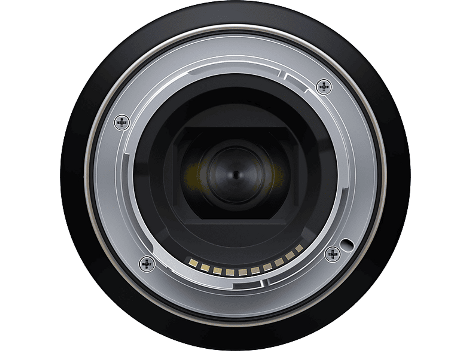 Zbliżenie mocowania obiektywu, pokazujące elementy wewnętrzne i szczegóły mocowania.