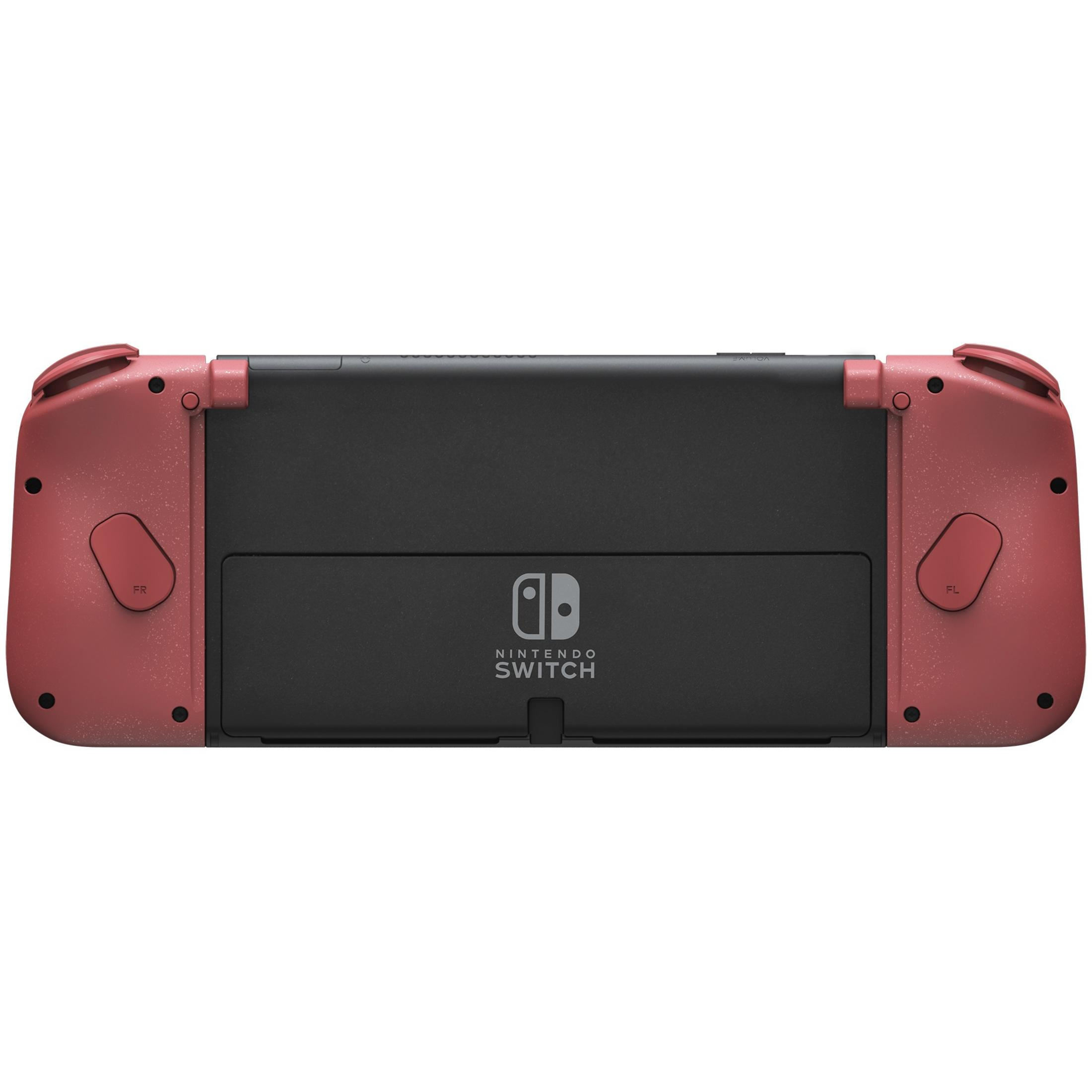 Widok z tyłu czerwono-czarnego kontrolera Nintendo Switch.