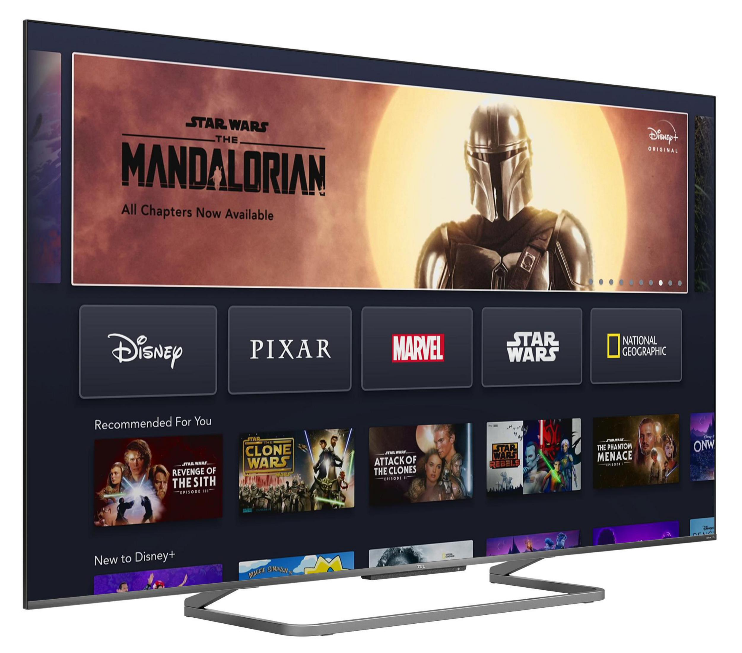 Un écran de télévision affichant l'interface Disney+, avec du contenu Star Wars.