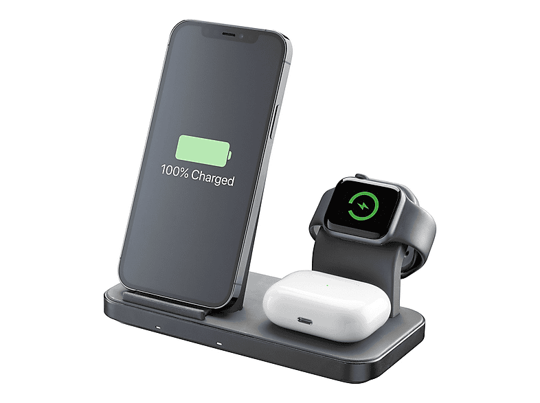 CELLULARLINE WIRELESS3IN1IPHK Ladestation Apple, Schwarz