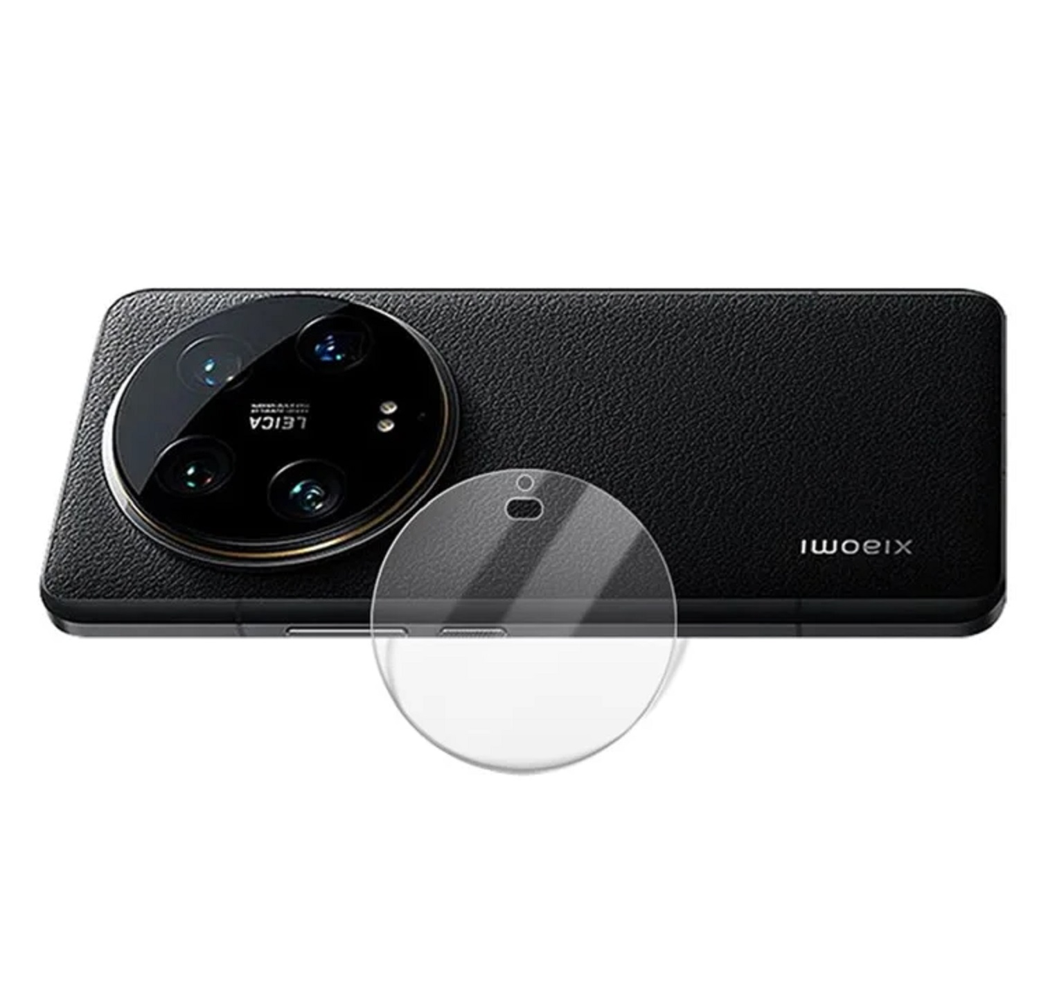Rückseite eines schwarzen Telefons mit Kamera. Die Kamera hat ein rundes Design. Der Markenname XIAOMI ist sichtbar.