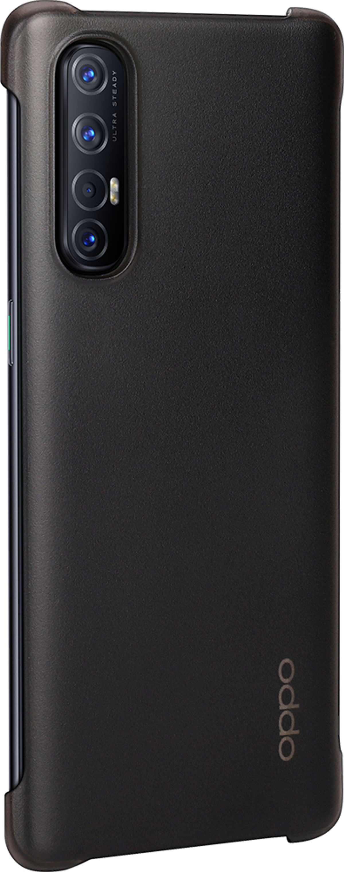 Schwarze Handyhülle mit mehreren Rückkameras und dem Oppo-Logo.