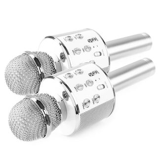 MAX KM01 set karaoke microfoons Zilver