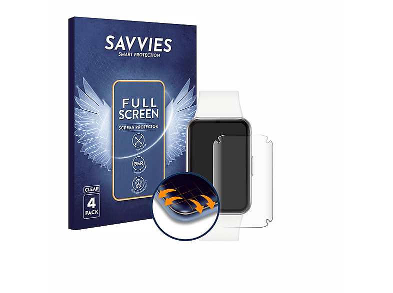 SAVVIES 4x Flex Full-Cover 3D Curved Schutzfolie (für Samsung Galaxy Fit3)