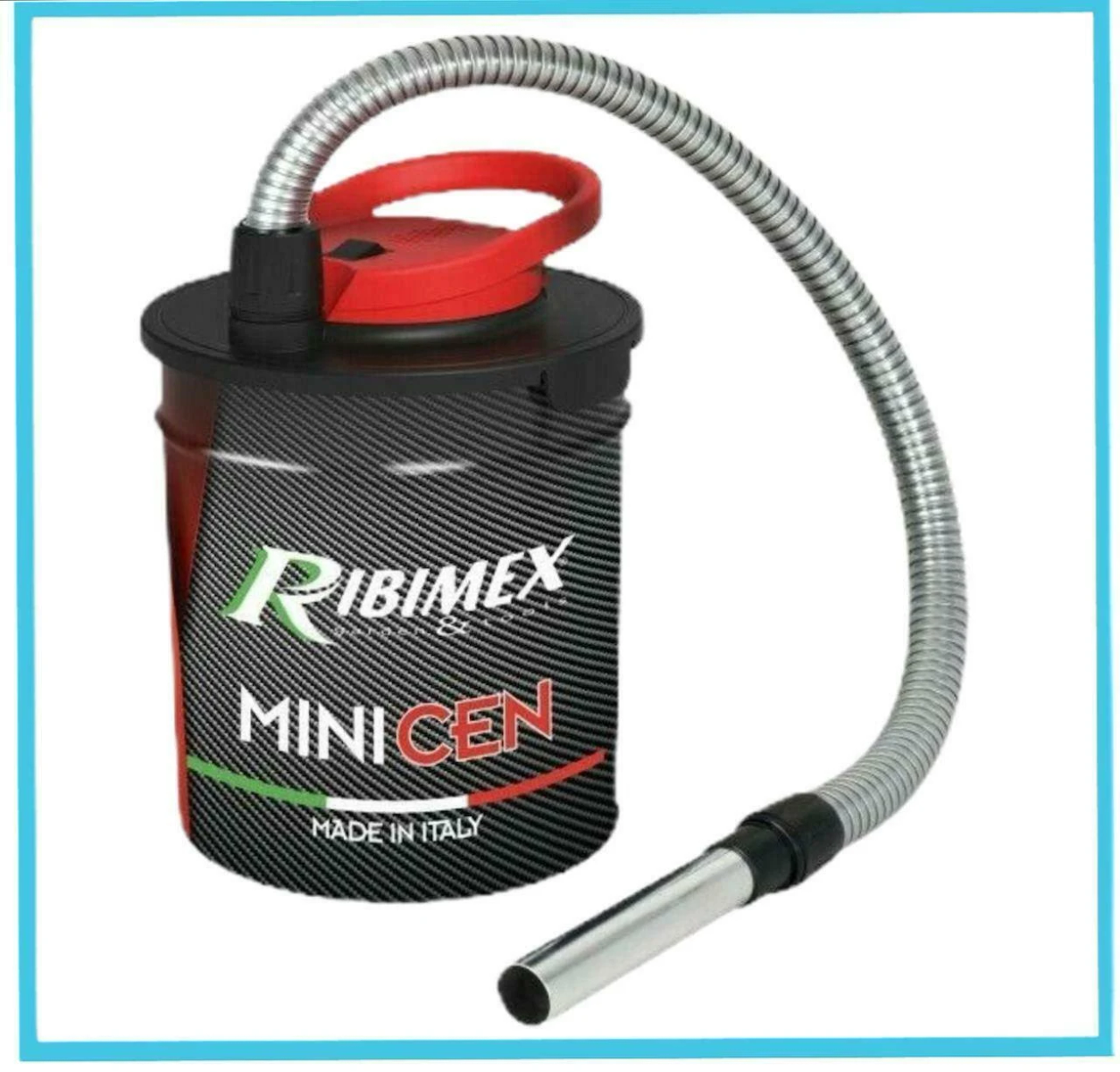 Aspirapolvere portatile nero e rosso con il marchio Ribimex.