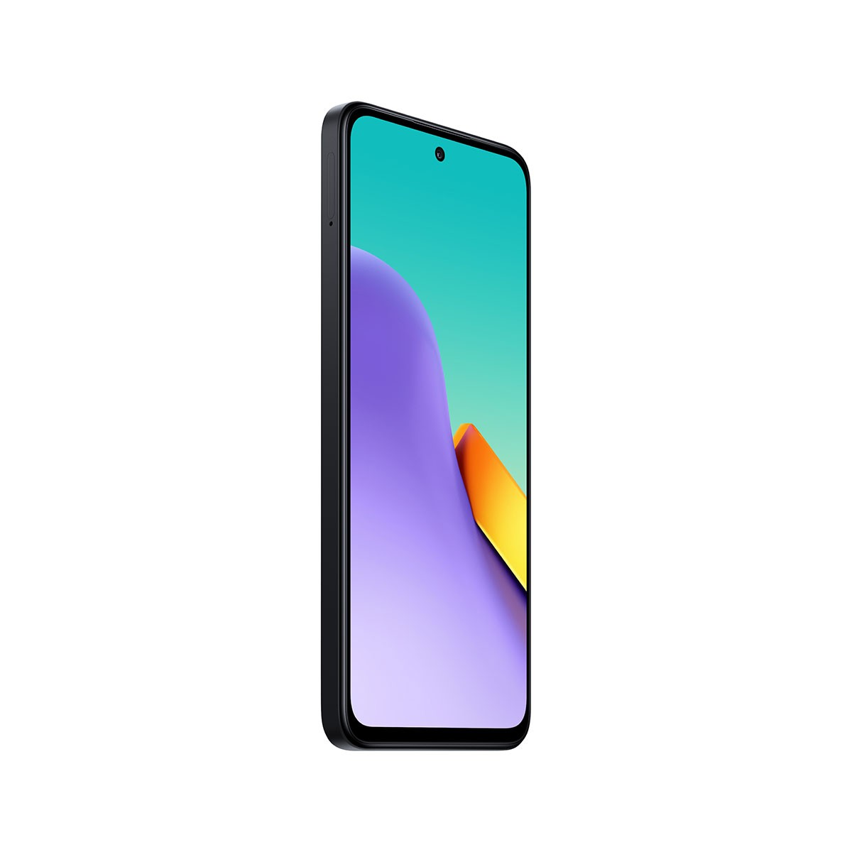 Smartfon z kolorowym ekranem, czarną ramką i przednim aparatem.